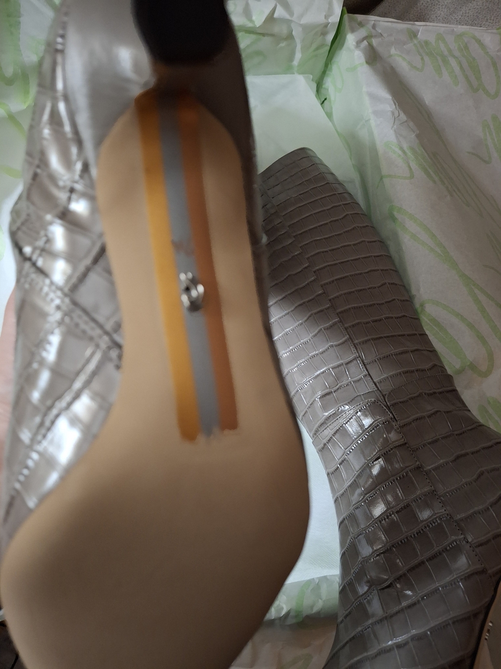 Sam Edelman Grey Croc-Embossed Pointed-Toe Boot - Picture 7 of 8